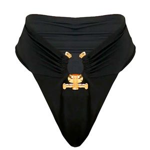 PLT Black Hammered Trim Bikini Bottoms